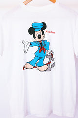 short sleeve white vintage 1980's t-shirt with mickey mouse graphic