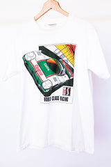 short sleeve 1988 race car vintage tee white with graphic