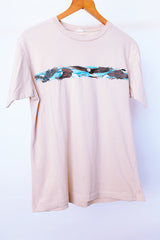 short sleeve tan vintage tee with eagle graphic on front