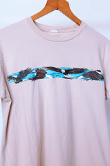 short sleeve tan vintage tee with eagle graphic on front