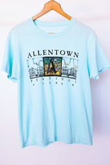 short sleeve light blue t-shirt with allentown festival graphic vintage 1987