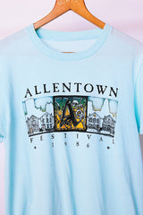 short sleeve light blue t-shirt with allentown festival graphic vintage 1987