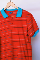 short sleeve red striped polo t-shirt vintage 1980's