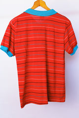 short sleeve red striped polo t-shirt vintage 1980's
