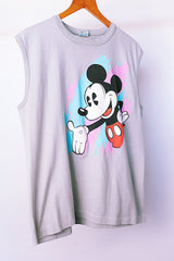 sleeveless light gray mickey mouse tank t-shirt vintage 1980's