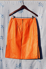 orange leather pencil skirt vintage 1980's