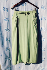 vintage high waisted pencil skirt with matching belt and front pockets in seafoam green