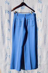 high waisted blue polyester pants with slight flair vintage 1970's