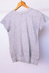 short sleeve gray sweater cotton blend with boat graphic vintage 1980's