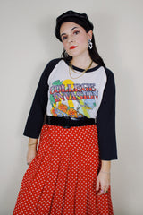 long sleeve black and white graphic baseball tee vintage 1984