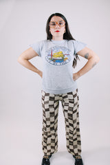 short sleeve gray sweater cotton blend with boat graphic vintage 1980's