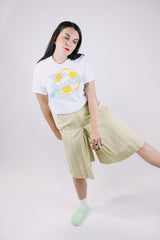 short sleeve white t-shirt with soccer ball graphic vintage 1980's