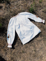 1970's white floral embroidered boho blouse vintage women's