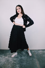 vintage high waisted black skirt with tiered ruffles