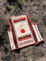 multi colored floral quilt sleeveless vest vintage 1970's