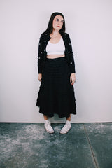 vintage high waisted black skirt with tiered ruffles