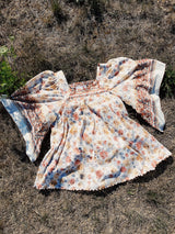 bell sleeve floral print square neck blouse vintage polyester