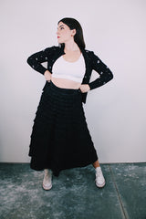 vintage high waisted black skirt with tiered ruffles