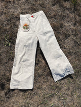 cream colored linen matching pants and jacket set vintage women's 1970's