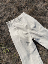 cream colored linen matching pants and jacket set vintage women's 1970's