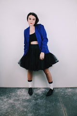 black vintage crinoline with layers of ruffled sheer tulle