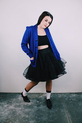 long sleeve blue wool cardigan buttons up the front vintage 1940's