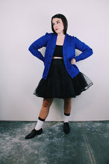 long sleeve blue wool cardigan buttons up the front vintage 1940's