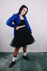 black vintage crinoline with layers of ruffled sheer tulle