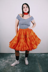 vintage 1960's orange crinoline with layers of sheer ruffled tulle