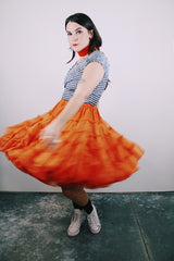 vintage 1960's orange crinoline with layers of sheer ruffled tulle