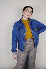 Women's vintage 1980's Lee, Made in USA label long sleeve medium wash cotton denim button up jean jacket
