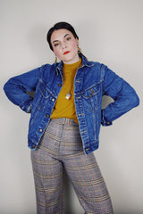 Women's vintage 1980's Lee, Made in USA label long sleeve medium wash cotton denim button up jean jacket