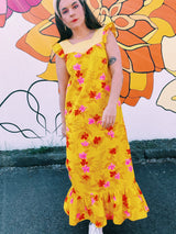 Floral Printed Maxi Dress with Capped Ruffle Sleeves