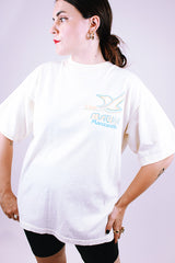 short sleeve cream white t-shirt with graphic on left chest vintage 1980's