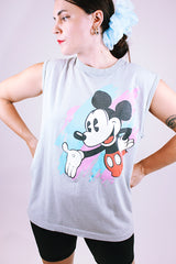 sleeveless light gray mickey mouse tank t-shirt vintage 1980's