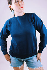 navy long sleeve vintage champion crew neck sweater