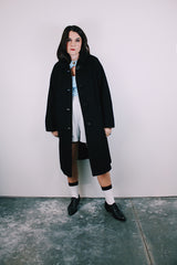 long sleeve black wool 1940's coat women's buttons up the front