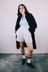 long sleeve black wool 1940's coat women's buttons up the front