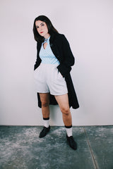 long sleeve black wool 1940's coat women's buttons up the front