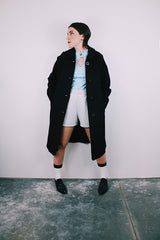 long sleeve black wool 1940's coat women's buttons up the front