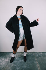 long sleeve black wool 1940's coat women's buttons up the front