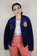 vintage 1980's National FFA Supply Service, Alexandria, VA. zip up jacket in navy corduroy
