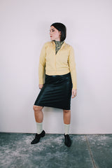 long sleeve yellow button up cardigan with beaded chest women's vintage 1950's