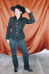 black wash 501 levi's vintage denim jeans 5 button closure