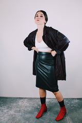 long sleeve 1940's pajama dot in black with red polka dots