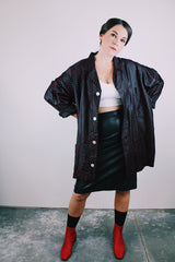 long sleeve 1940's pajama dot in black with red polka dots