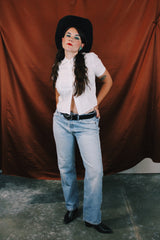 short sleeve white button up blouse women's vintage 1950's