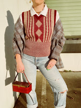 Diamond Print Sweater Vest