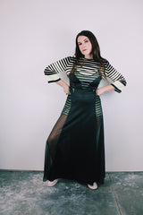 sleeveless black nightie slip dress ankle length vintage 1980's