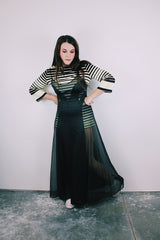 sleeveless black nightie slip dress ankle length vintage 1980's